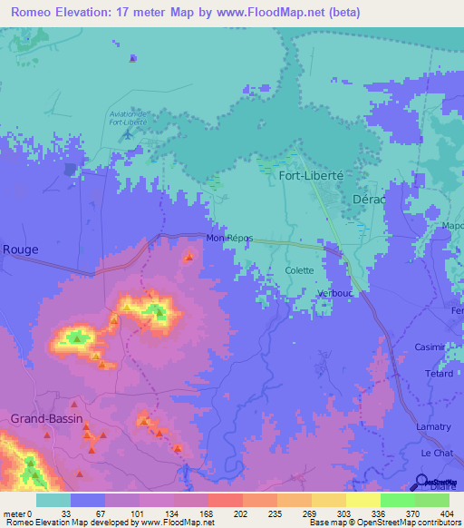 Romeo,Haiti Elevation Map