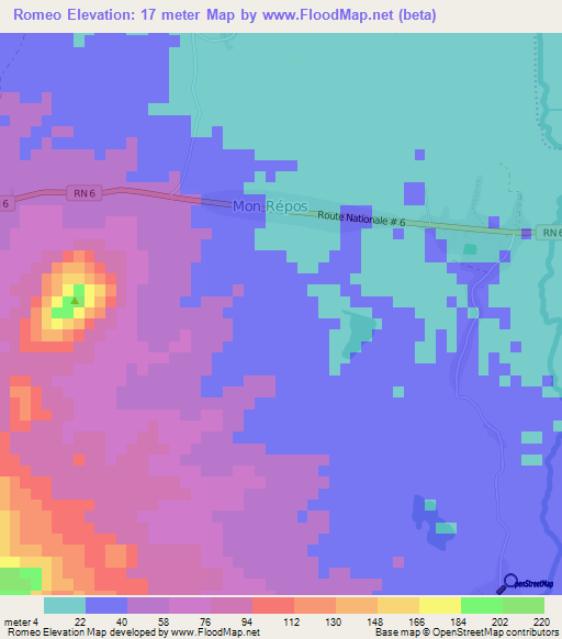 Romeo,Haiti Elevation Map