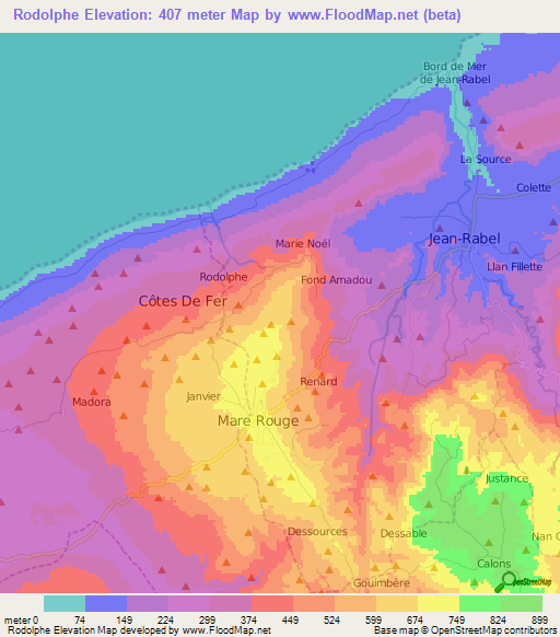 Rodolphe,Haiti Elevation Map