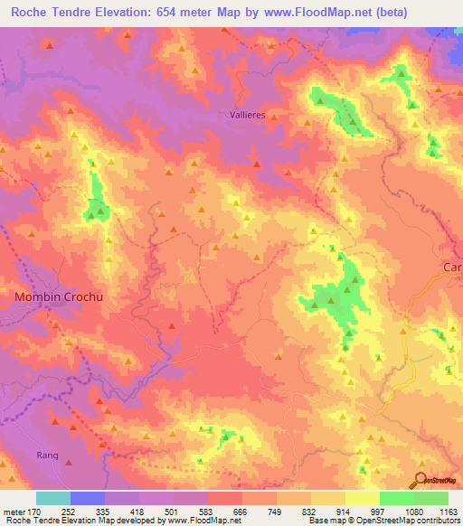 Roche Tendre,Haiti Elevation Map