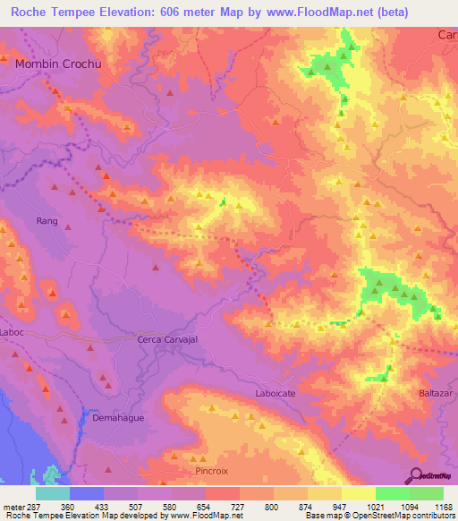 Roche Tempee,Haiti Elevation Map