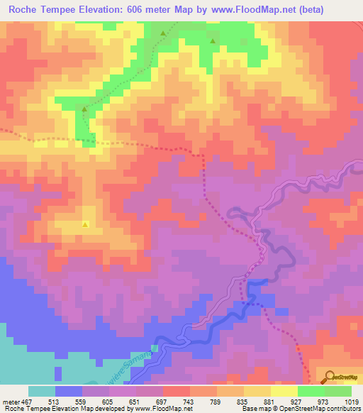 Roche Tempee,Haiti Elevation Map