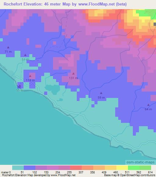 Rochefort,Haiti Elevation Map