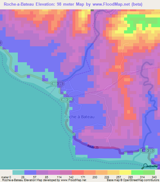 Roche-a-Bateau,Haiti Elevation Map