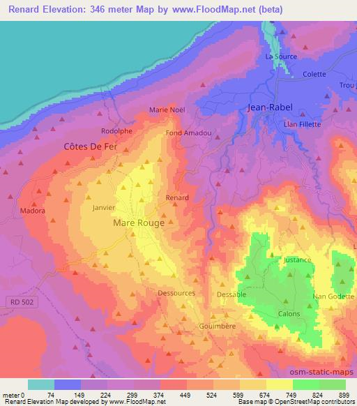 Renard,Haiti Elevation Map