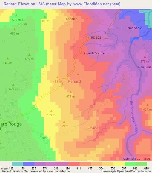 Renard,Haiti Elevation Map