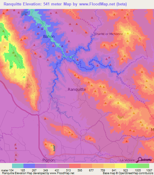 Ranquitte,Haiti Elevation Map