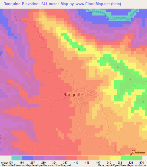 Ranquitte,Haiti Elevation Map