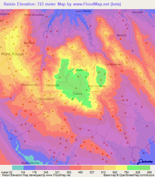 Raisin,Haiti Elevation Map