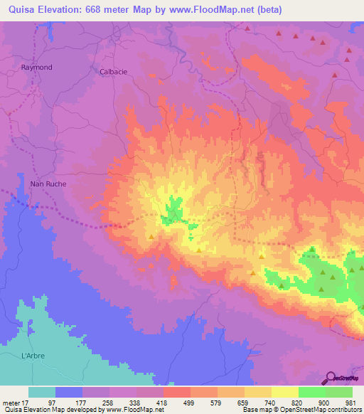 Quisa,Haiti Elevation Map