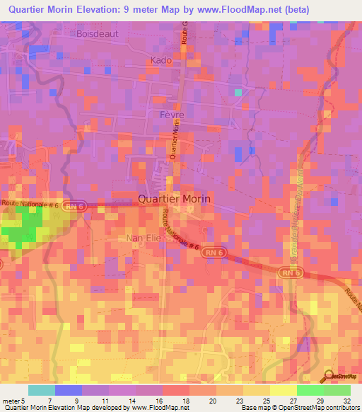 Quartier Morin,Haiti Elevation Map