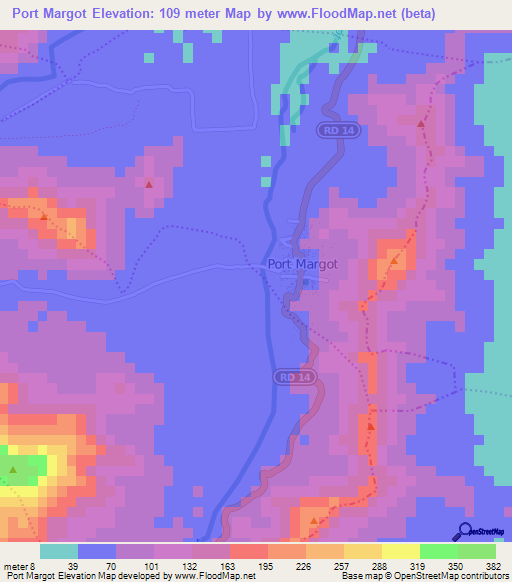 Port Margot,Haiti Elevation Map