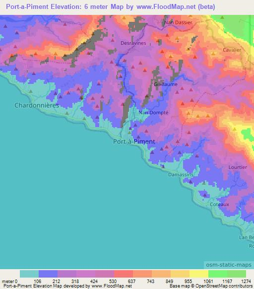 Port-a-Piment,Haiti Elevation Map