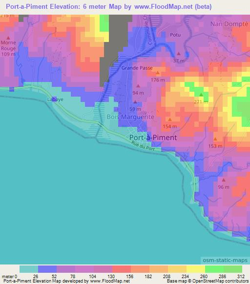 Port-a-Piment,Haiti Elevation Map