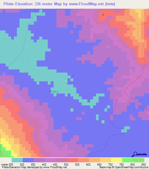 Pilate,Haiti Elevation Map