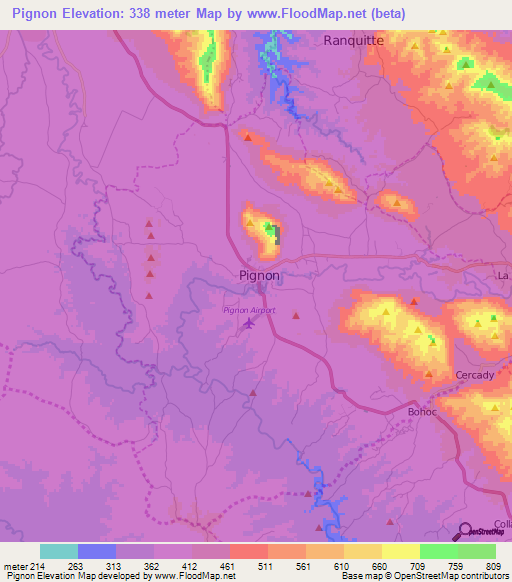 Pignon,Haiti Elevation Map