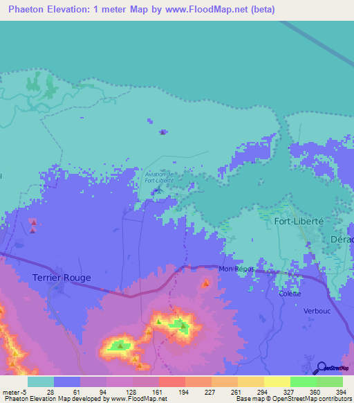 Phaeton,Haiti Elevation Map