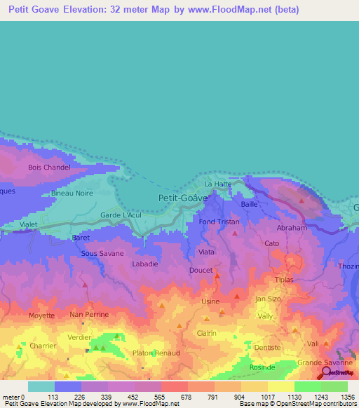 Petit Goave,Haiti Elevation Map