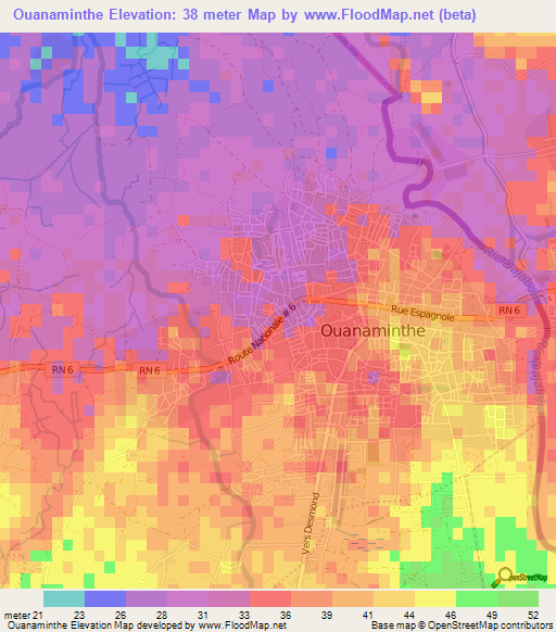 Ouanaminthe,Haiti Elevation Map