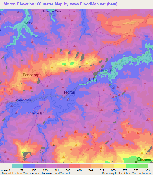 Moron,Haiti Elevation Map