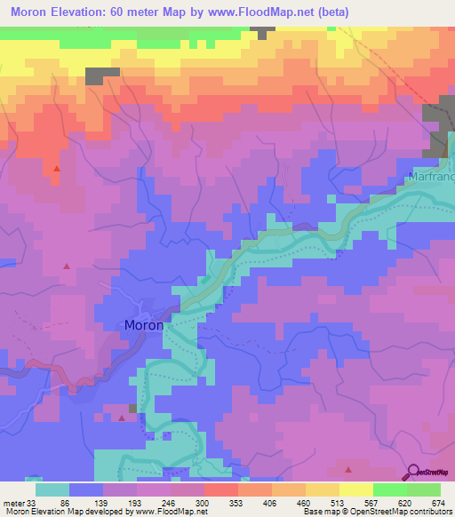 Moron,Haiti Elevation Map