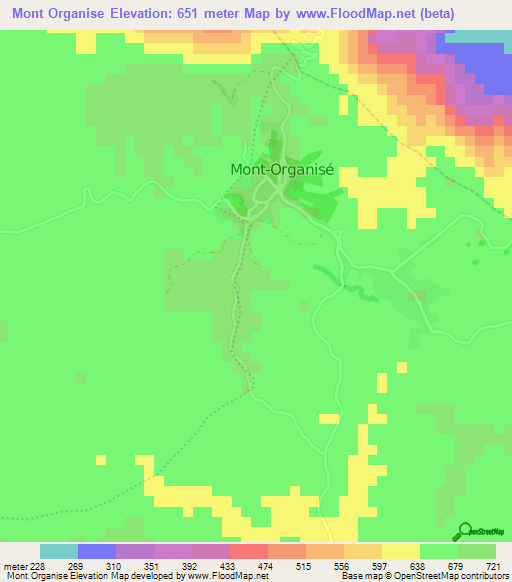 Mont Organise,Haiti Elevation Map