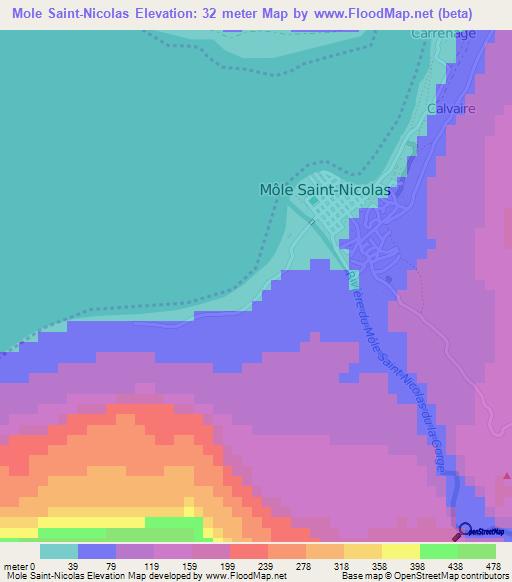 Mole Saint-Nicolas,Haiti Elevation Map