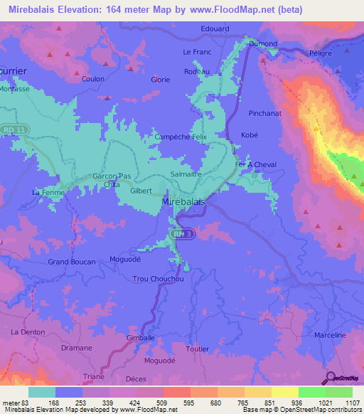 Mirebalais,Haiti Elevation Map