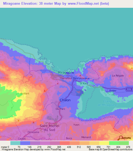 Miragoane,Haiti Elevation Map