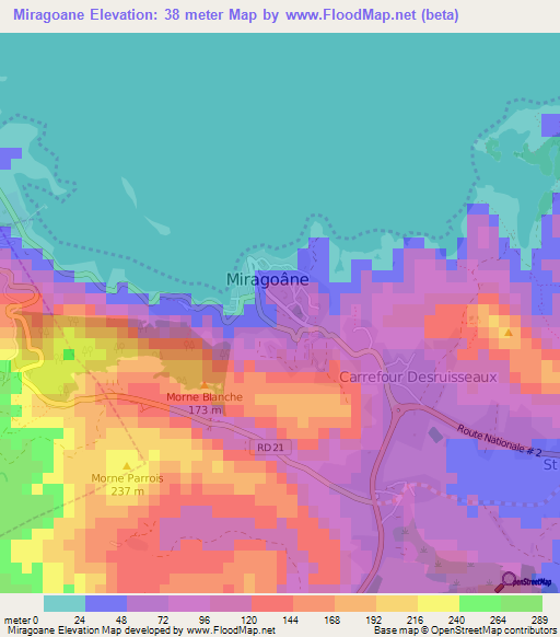 Miragoane,Haiti Elevation Map