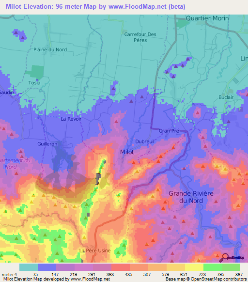 Milot,Haiti Elevation Map