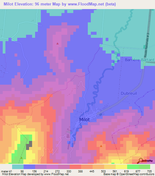 Milot,Haiti Elevation Map