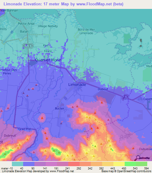 Limonade,Haiti Elevation Map