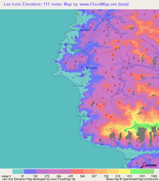 Les Irois,Haiti Elevation Map