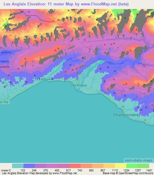 Les Anglais,Haiti Elevation Map