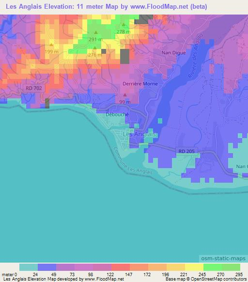 Les Anglais,Haiti Elevation Map