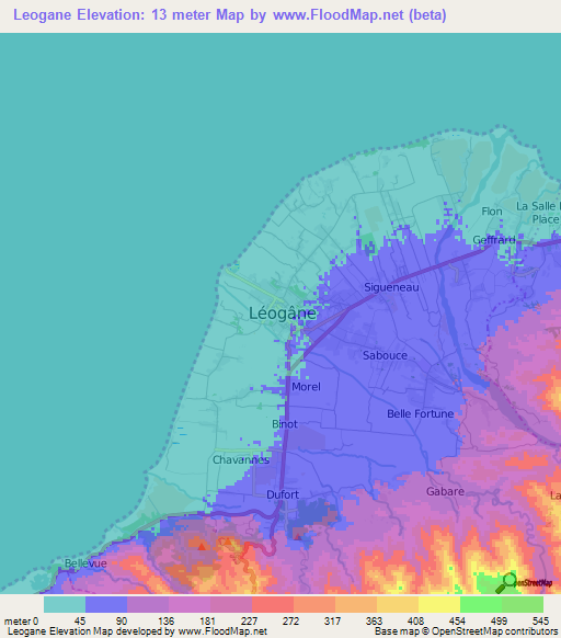 Leogane,Haiti Elevation Map