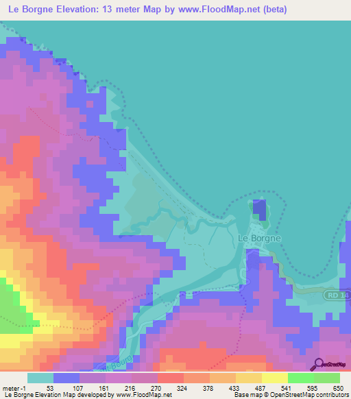 Le Borgne,Haiti Elevation Map