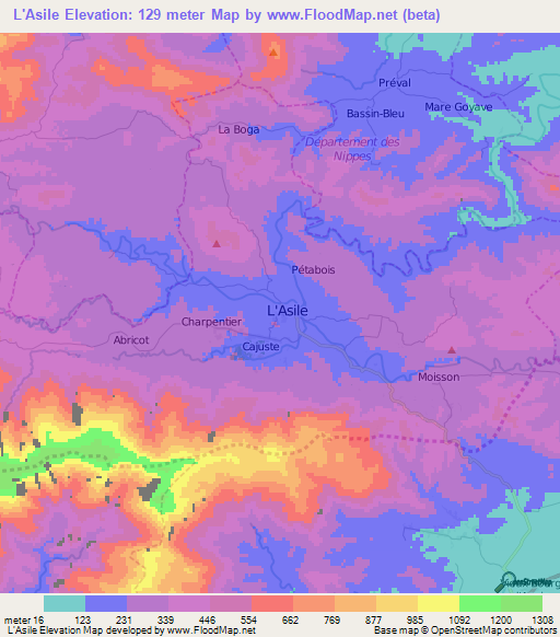 L'Asile,Haiti Elevation Map