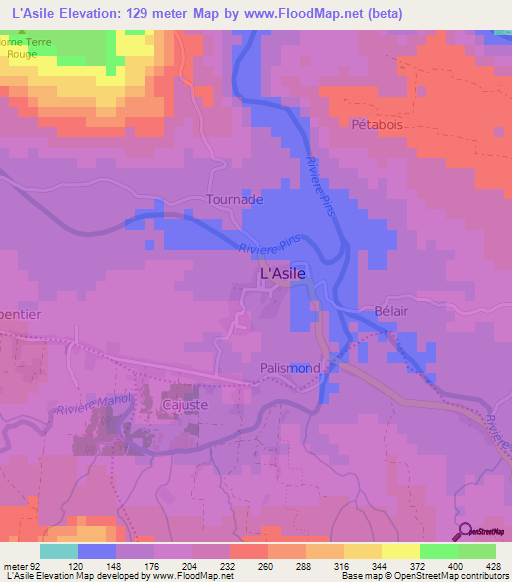 L'Asile,Haiti Elevation Map