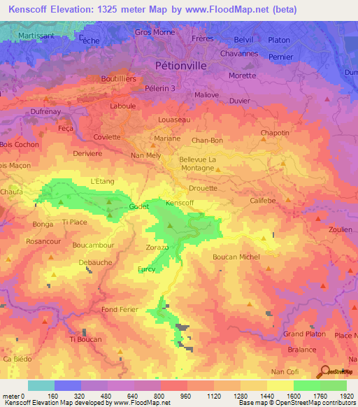 Kenscoff,Haiti Elevation Map