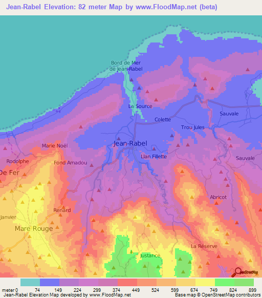 Jean-Rabel,Haiti Elevation Map