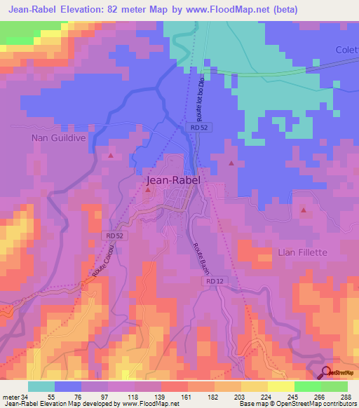 Jean-Rabel,Haiti Elevation Map