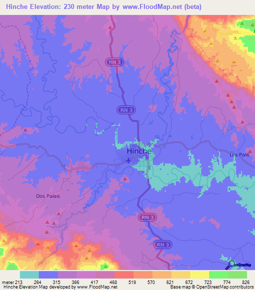 Hinche,Haiti Elevation Map