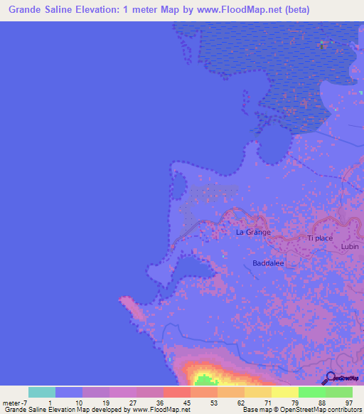 Grande Saline,Haiti Elevation Map