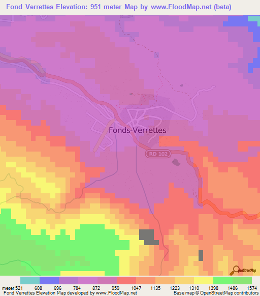 Fond Verrettes,Haiti Elevation Map