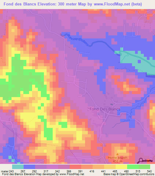 Fond des Blancs,Haiti Elevation Map