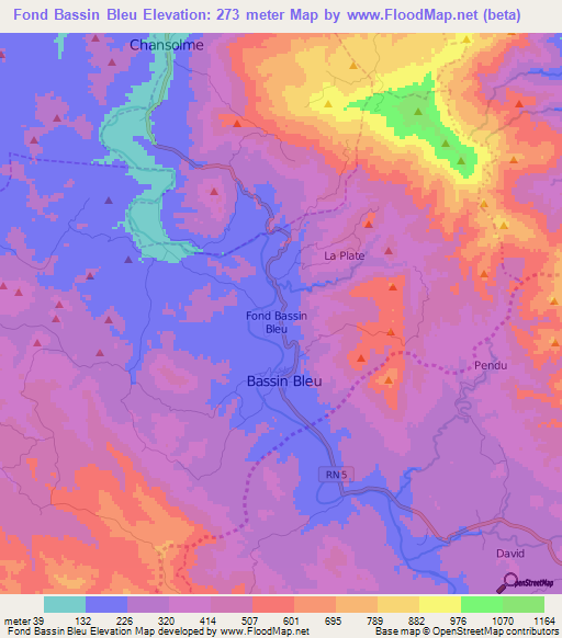 Fond Bassin Bleu,Haiti Elevation Map