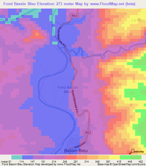 Fond Bassin Bleu,Haiti Elevation Map