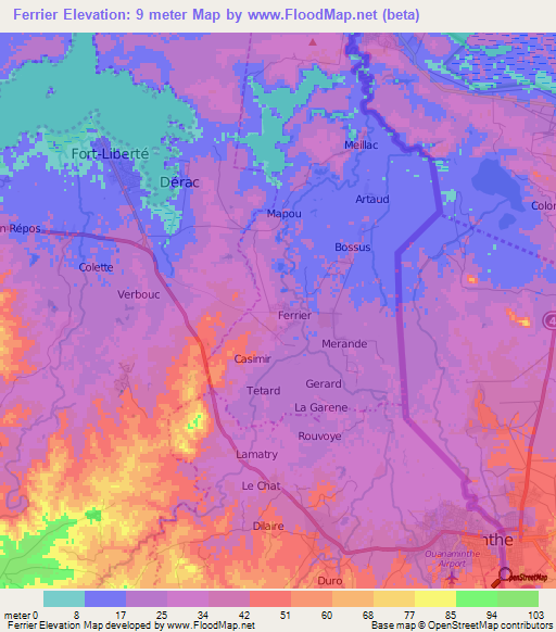 Ferrier,Haiti Elevation Map